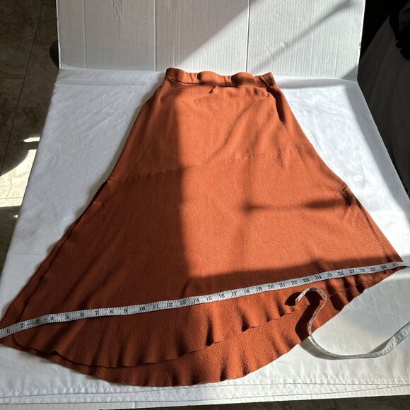 HOUSE OF HARLOW 1960 Knit Asymmetrical Maxi Skirt Orange Side Slit Size Small - Picture 10 of 12